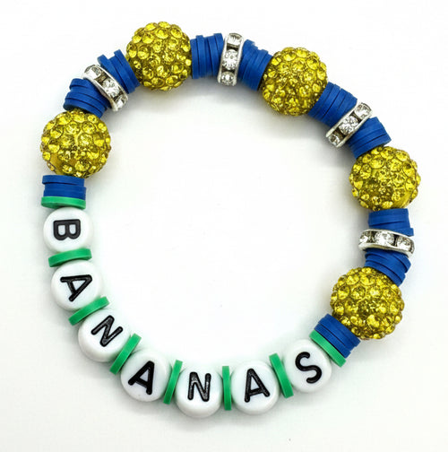 Bananas Yellow & Blue Bling Bracelet